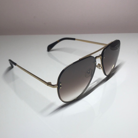 CELINE Gold Metal Brown Silver Lens Aviator *MINT - Picture 6 of 8